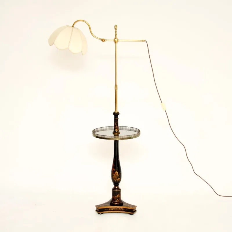 Outlet Pamono Antique Chinoiserie Lacquered Floor Lamp Table, 1900s