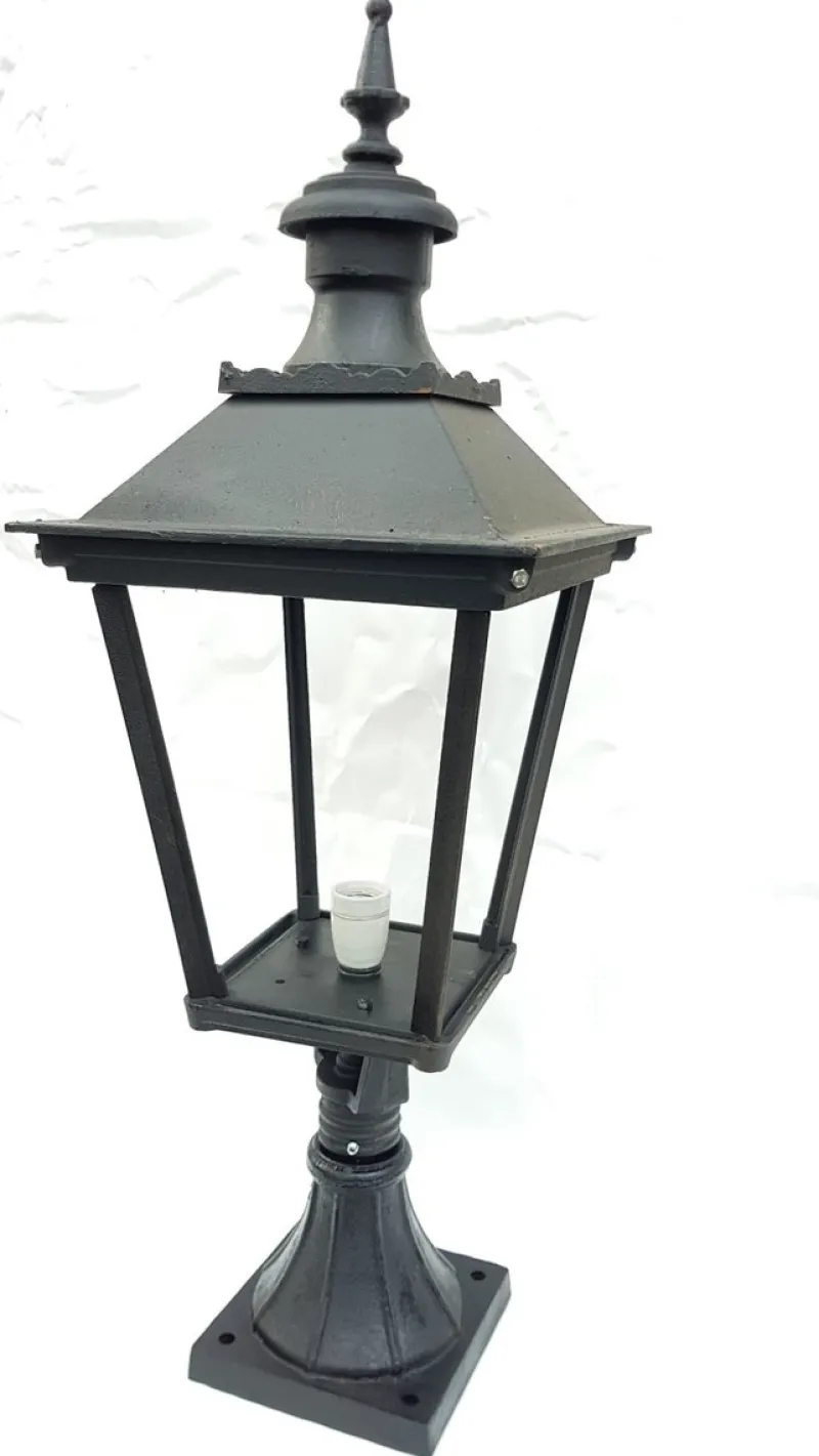 Discount Pamono Antique Classic Victorian Cast Iron Pillar Lamp Lantern on Base Outdoor Lamp