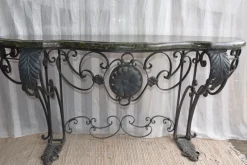 Pamono Antique Console Table in Wrought Iron and Marble, 1800s> Console Tables