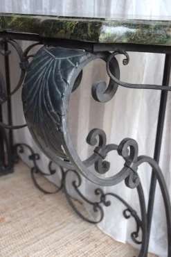 Pamono Antique Console Table in Wrought Iron and Marble, 1800s> Console Tables
