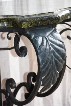 Pamono Antique Console Table in Wrought Iron and Marble, 1800s><noscript><img width=