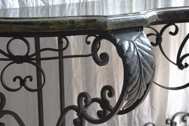 Pamono Antique Console Table in Wrought Iron and Marble, 1800s> Console Tables