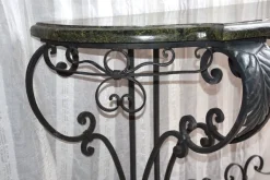 Pamono Antique Console Table in Wrought Iron and Marble, 1800s><noscript><img width=