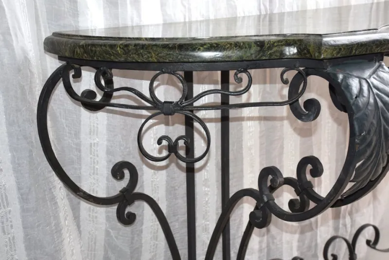 Pamono Antique Console Table in Wrought Iron and Marble, 1800s> Console Tables