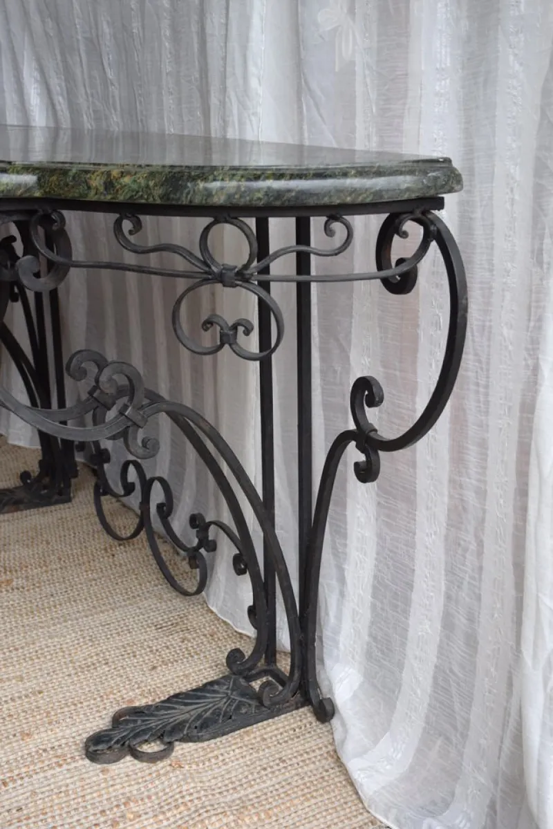 Pamono Antique Console Table in Wrought Iron and Marble, 1800s> Console Tables