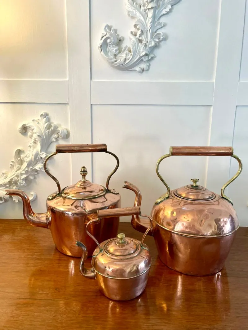 Pamono Antique Copper Kettle Collection, Set of 3> Coffee & Tea Service