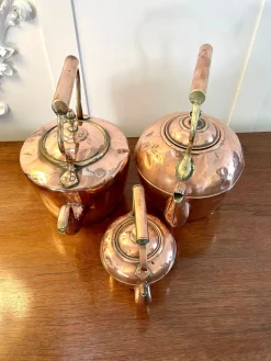 Pamono Antique Copper Kettle Collection, Set of 3><noscript><img width=