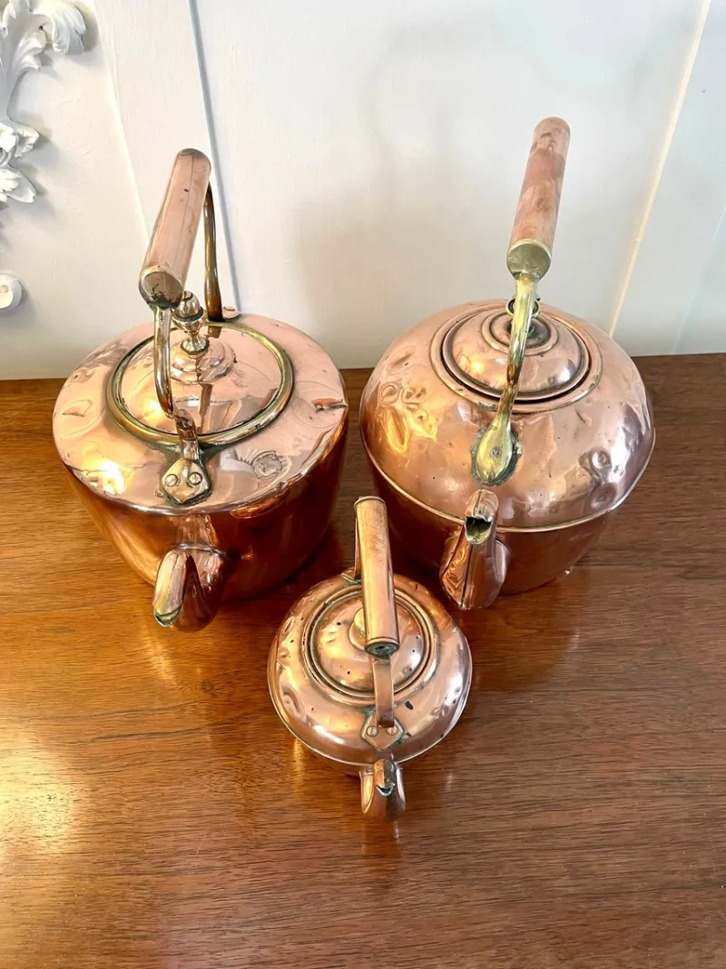 Pamono Antique Copper Kettle Collection, Set of 3> Coffee & Tea Service