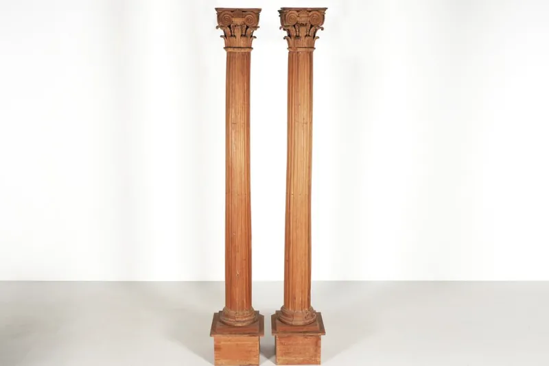 Pamono Antique Corinthian Columns, 1700s, Set of 2> Pedestals And Columns