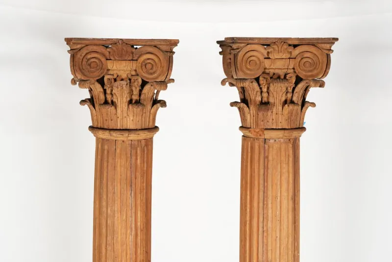 Pamono Antique Corinthian Columns, 1700s, Set of 2> Pedestals And Columns