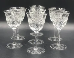 Pamono Antique Cut Lead Crystal Wine Glasses, 1890s, Set of 7> Glassware