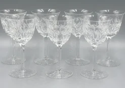 Pamono Antique Cut Lead Crystal Wine Glasses, 1890s, Set of 7><noscript><img width=