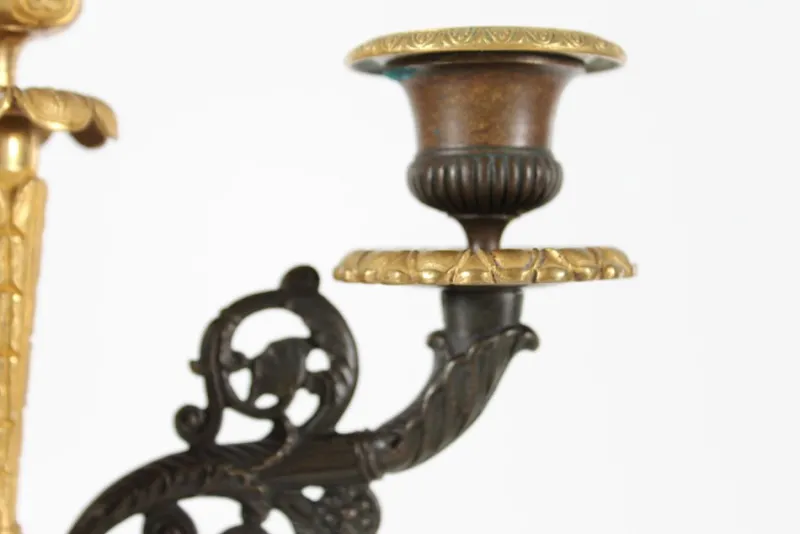 Clearance Pamono Antique Danish Empire Candelabra in Gilded Metal and Bronze, 1800s, Set of 2