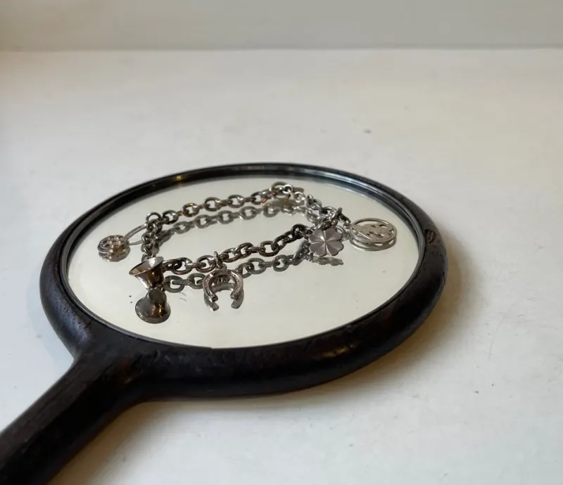 Online Pamono Antique Danish Silver Charm Bracelet with Five Charms, 1920s