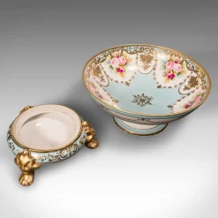 Hot Pamono Antique Decorative Footed Bowl, Japanese, Ceramic Serving Dish, Noritake, c.1920, Set of 2