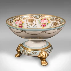 Hot Pamono Antique Decorative Footed Bowl, Japanese, Ceramic Serving Dish, Noritake, c.1920, Set of 2