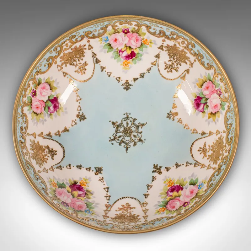 Hot Pamono Antique Decorative Footed Bowl, Japanese, Ceramic Serving Dish, Noritake, c.1920, Set of 2