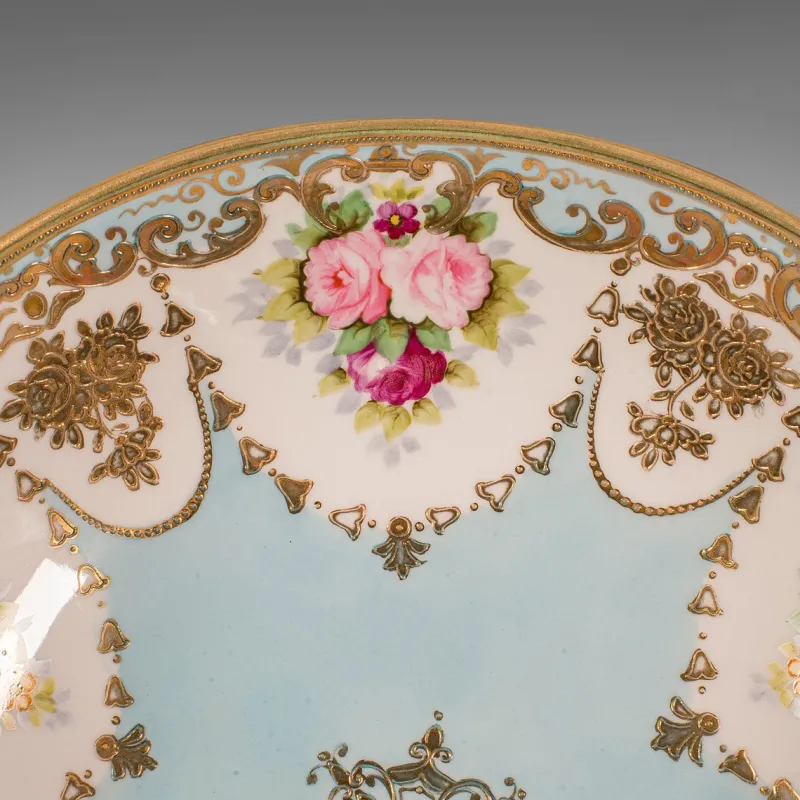 Hot Pamono Antique Decorative Footed Bowl, Japanese, Ceramic Serving Dish, Noritake, c.1920, Set of 2