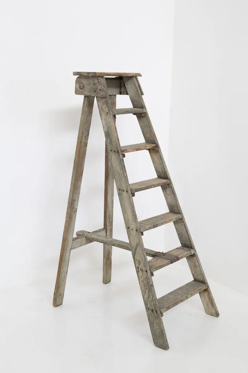 Pamono Antique Decorative Grey Wooden Ladder, 1920s> Architectural Elements