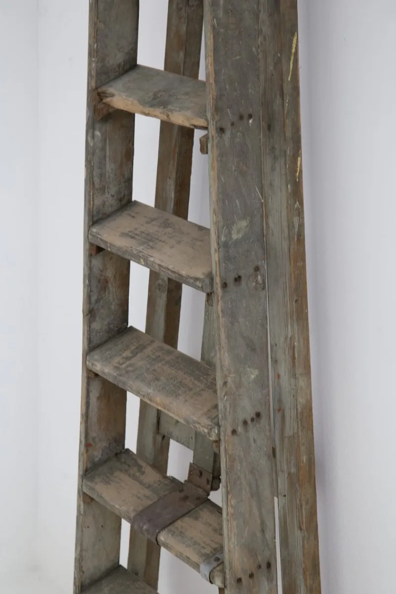 Pamono Antique Decorative Grey Wooden Ladder, 1920s> Architectural Elements