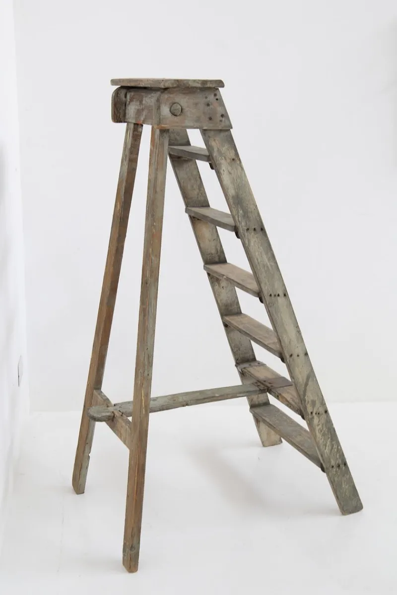 Pamono Antique Decorative Grey Wooden Ladder, 1920s> Architectural Elements
