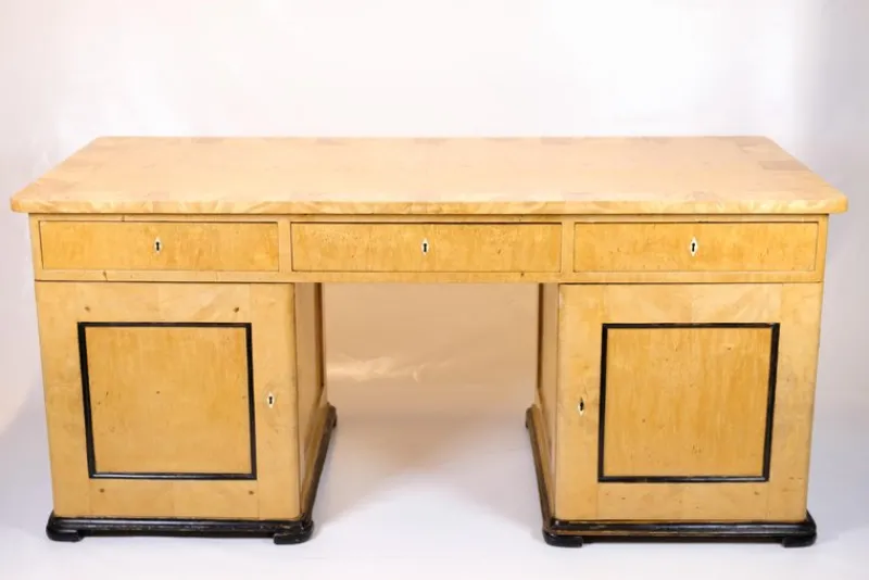Hot Pamono Antique Desk in Birch and Intarsia, 1840s