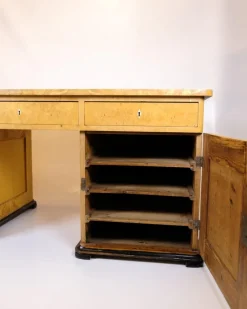 Hot Pamono Antique Desk in Birch and Intarsia, 1840s