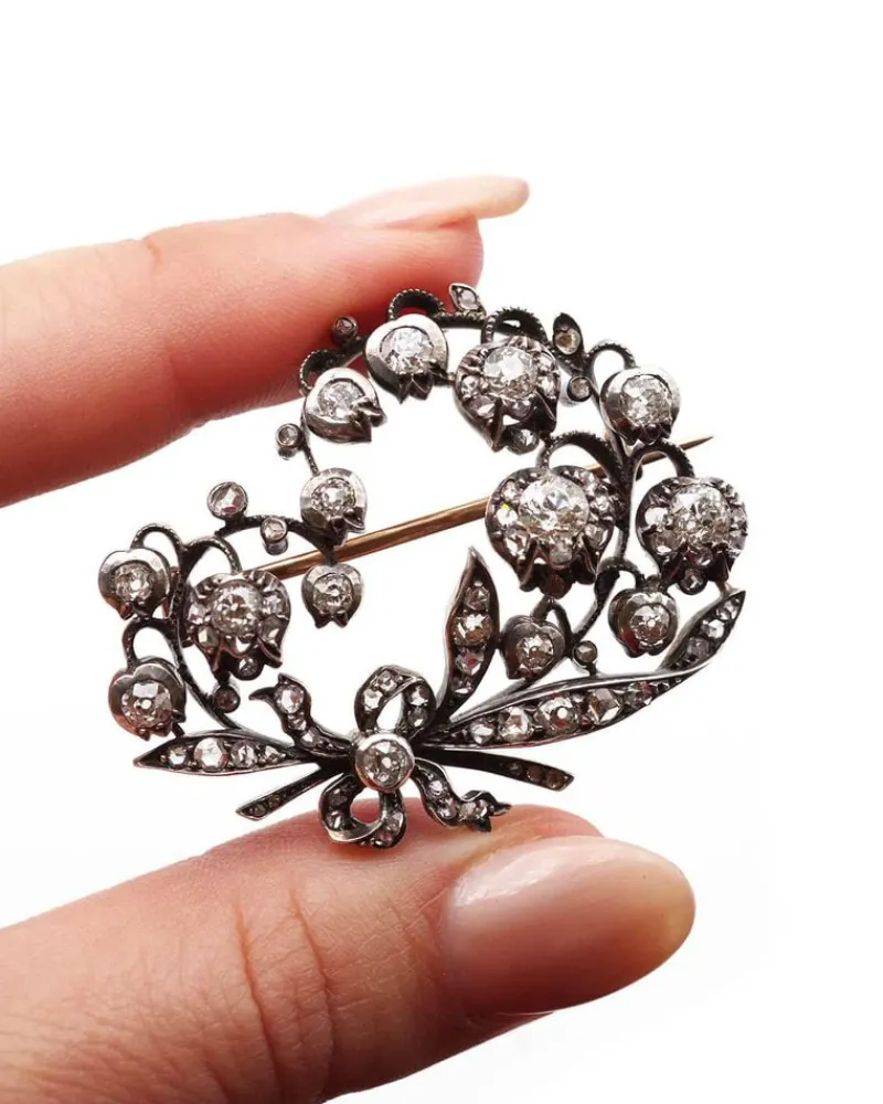 Clearance Pamono Antique Diamond Lily of the Valley Brooch