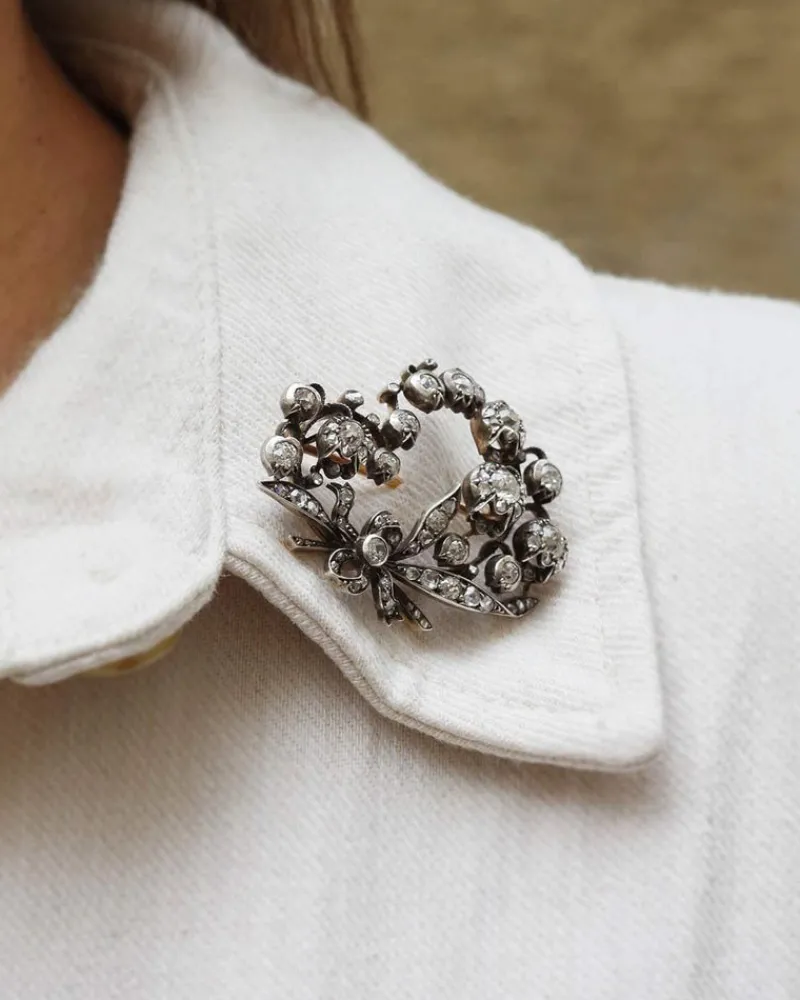 Clearance Pamono Antique Diamond Lily of the Valley Brooch
