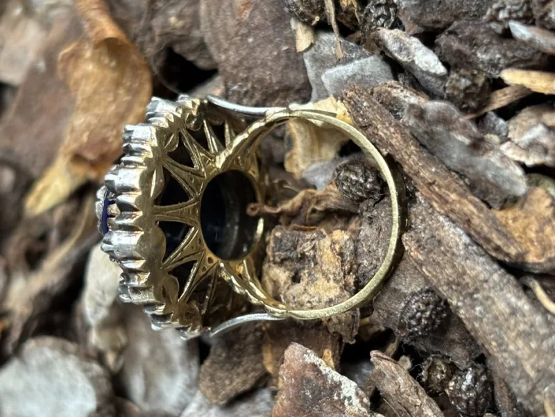 Online Pamono Antique Diamond Ring with Blue Enamel, 1800s