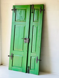 Pamono Antique Doors in Green, Set of 2><noscript><img width=
