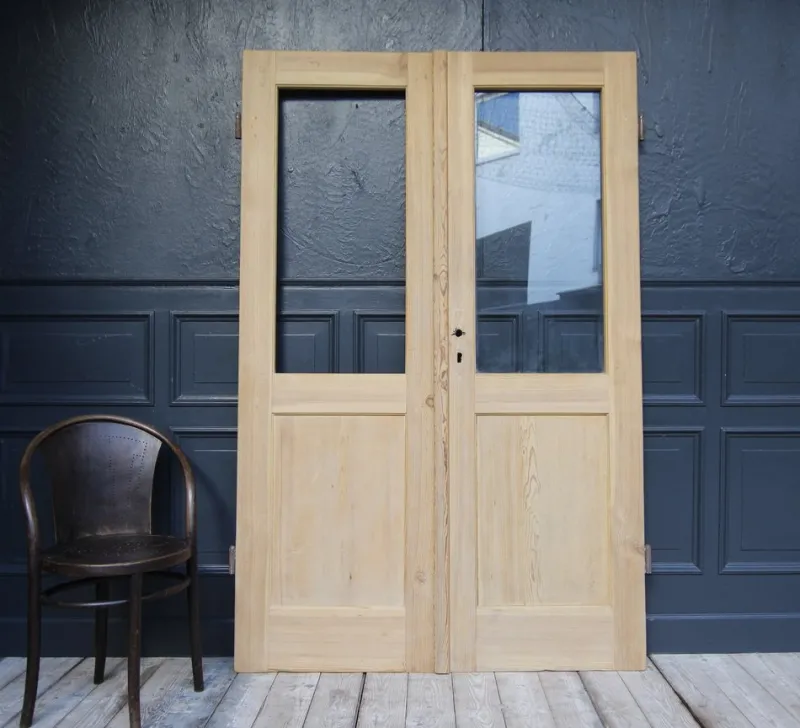 Pamono Antique Double Door in Pine, 1890s> Architectural Elements