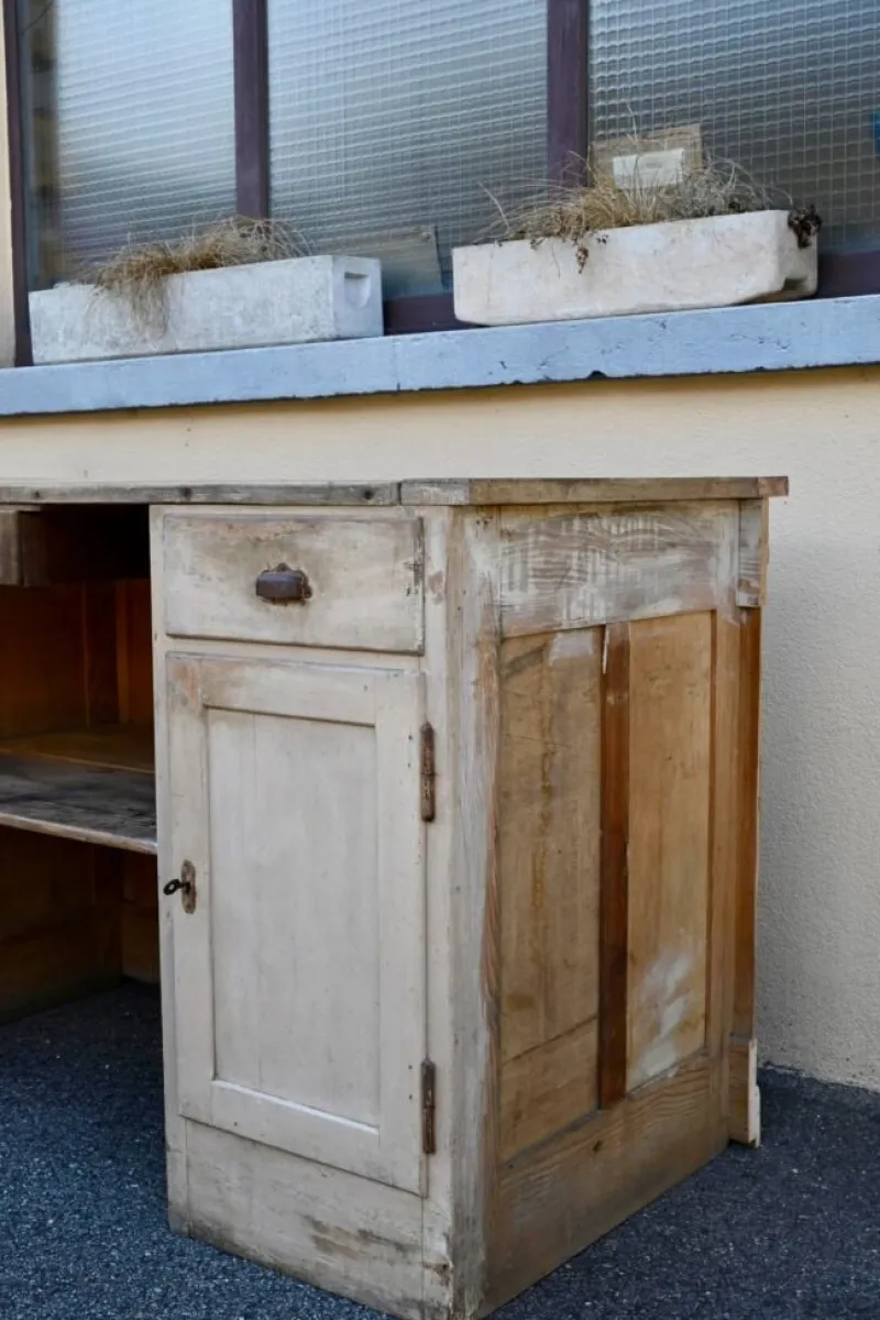 Pamono Antique Double-Sided Wooden Trading Counter, France, 1940s> Sideboards & Buffets
