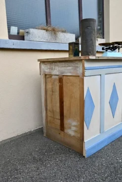 Pamono Antique Double-Sided Wooden Trading Counter, France, 1940s><noscript><img width=