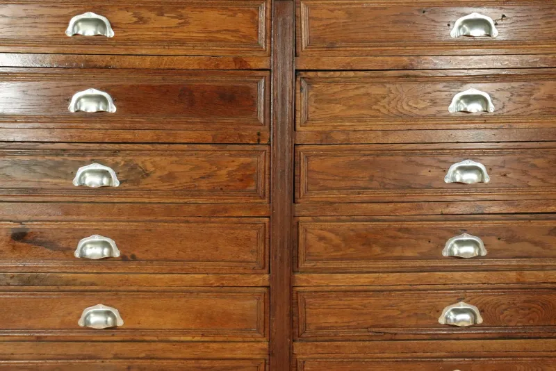 New Pamono Antique 14-Drawer Trade Cabinet, 1900