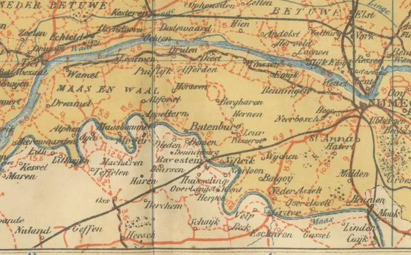 Hot Pamono Antique Dutch Map of Gelderland, 1914