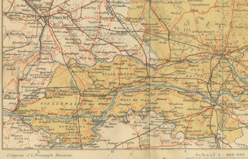 Hot Pamono Antique Dutch Map of Gelderland, 1914
