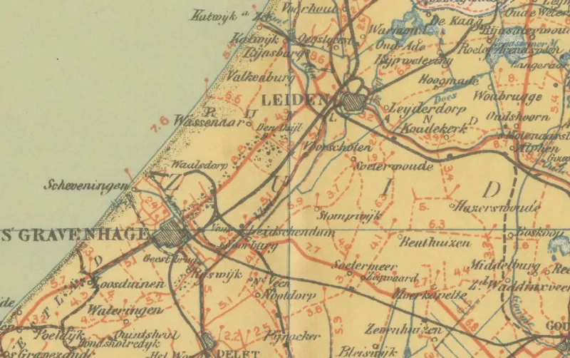 Discount Pamono Antique Dutch Map of South Holland and Utrecht, 1914