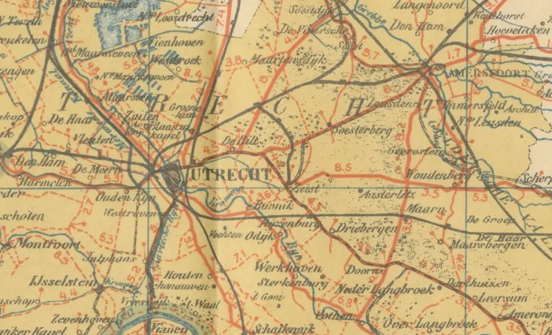 Discount Pamono Antique Dutch Map of South Holland and Utrecht, 1914