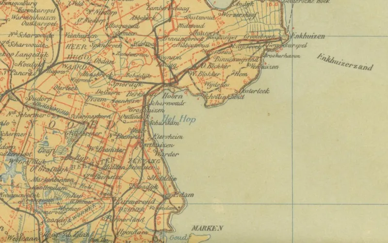 Pamono Antique Dutch Map Province of North Holland from Schleswig Atlas, 1914, 1890s> Wall Decor