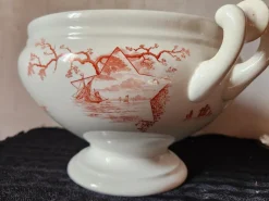 Pamono Antique Dutch Marines Series Tureen in Red Ironstone by Petrus Regout, 1890s> Bowls