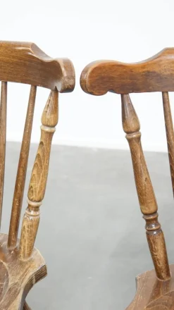 Pamono Antique Dutch Wooden Slat Chairs, Set of 10