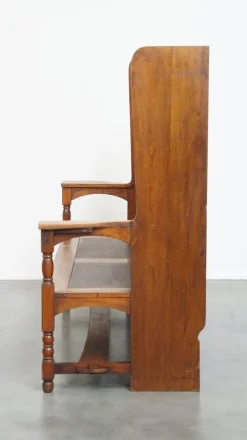 Best Pamono Antique Early 20th Century Wooden Bench with High Back
