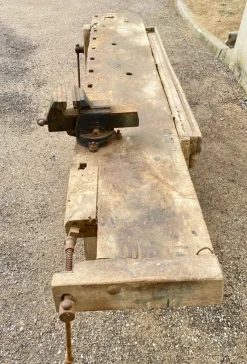 Pamono Antique Early 20th Century Carpenters Workbench in Beech, 1940s><noscript><img width=