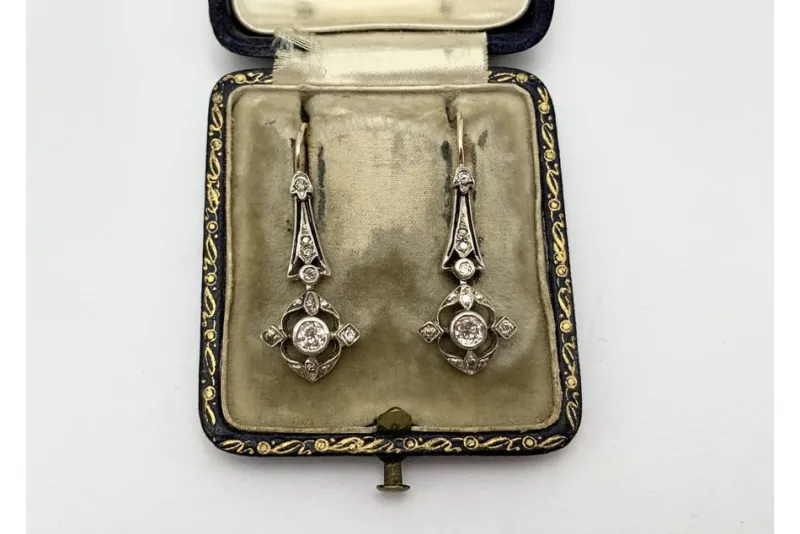 New Pamono Antique Earrings and Pendant with Diamonds, Austria, 1900s, Set of 3