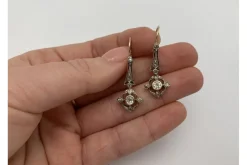New Pamono Antique Earrings and Pendant with Diamonds, Austria, 1900s, Set of 3