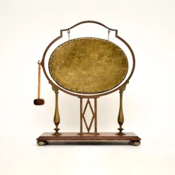 Discount Pamono Antique Edwardian Brass and Oak Dinner Gong, 1900s