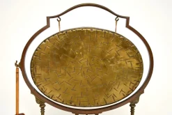 Discount Pamono Antique Edwardian Brass and Oak Dinner Gong, 1900s
