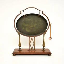 Discount Pamono Antique Edwardian Brass and Oak Dinner Gong, 1900s