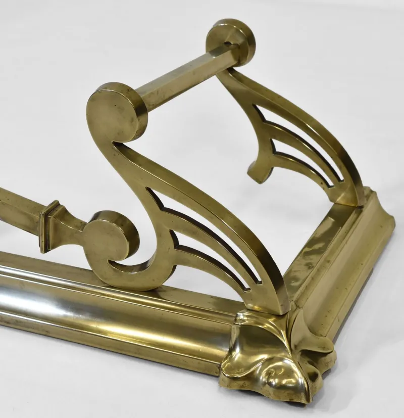 Pamono Antique Edwardian Brass Fireplace Fender, 1900s> Fireplaces And Mantels